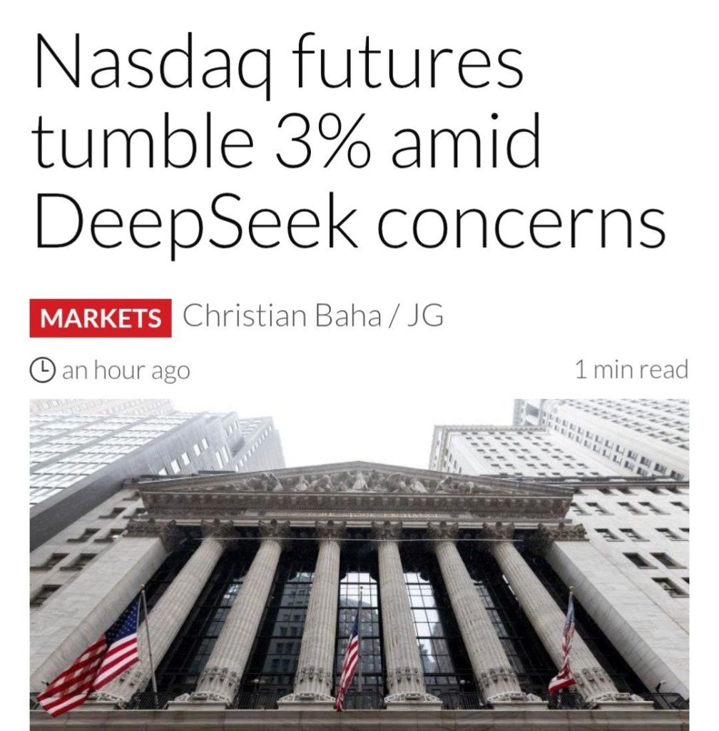 DeepSeek-in İA uğuru Nasdaq Futures-i 3% ucuzlaşdırıb: Nvidia və digər texnologiya şirkətlərinin səhmləri kəskin enib
