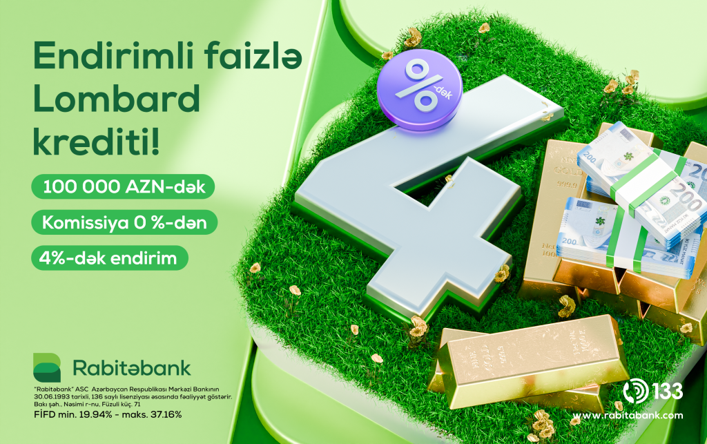 Rabitəbankdan lombard krediti üzrə faiz dərəcəsində 4%-dək endirim
